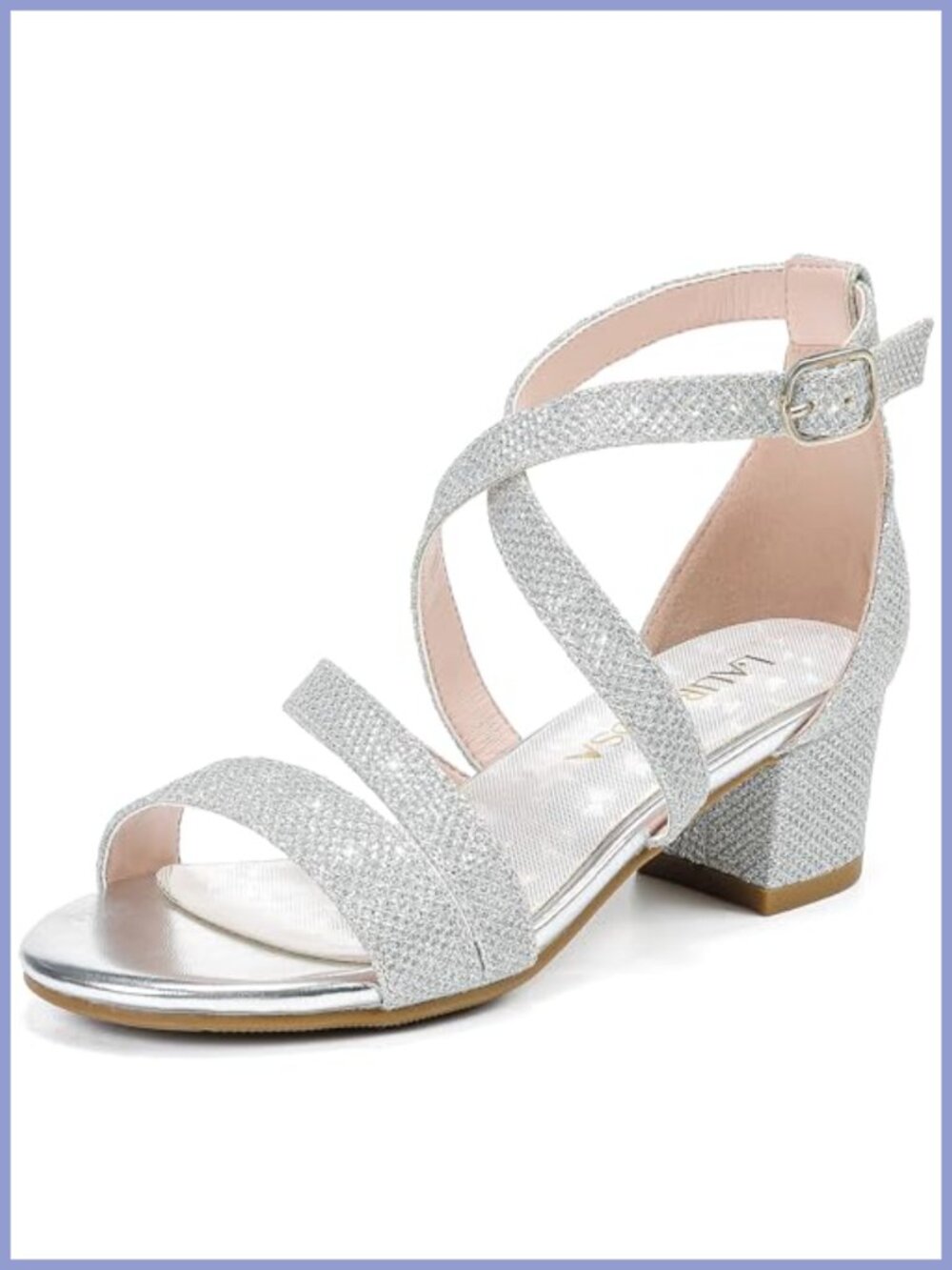 Girls Chunky High Heel Strappy Open Toe Ankle Strap Dress Sandals